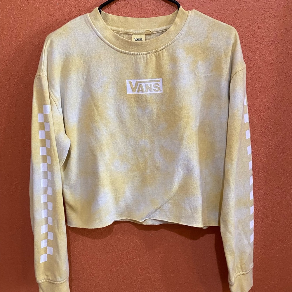 Yellow Vans Cropped Tie Dye Crewneck Sweatshirt